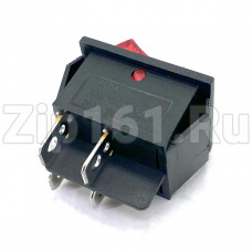 Кнопка биполярная красного цвета 20A, 4 контакта 250V